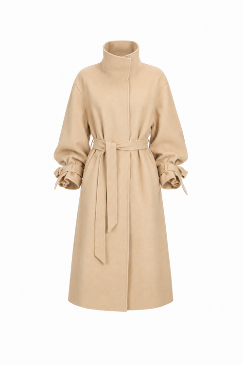 Melody Funnel Neck Wool Coat